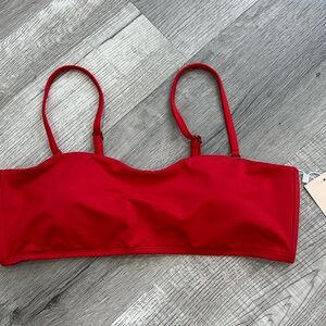 Andie Women Cherry Red Bikini Top with Adjustable Straps, size Large NWT